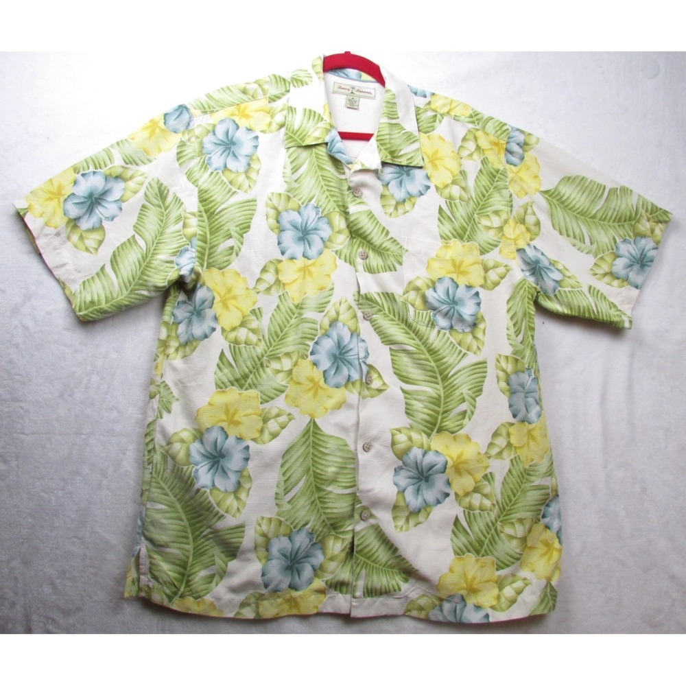 Tommy Bahama Shirt Mens Medium Silk Hawaiian Aloha Camp Button Front‎ Floral